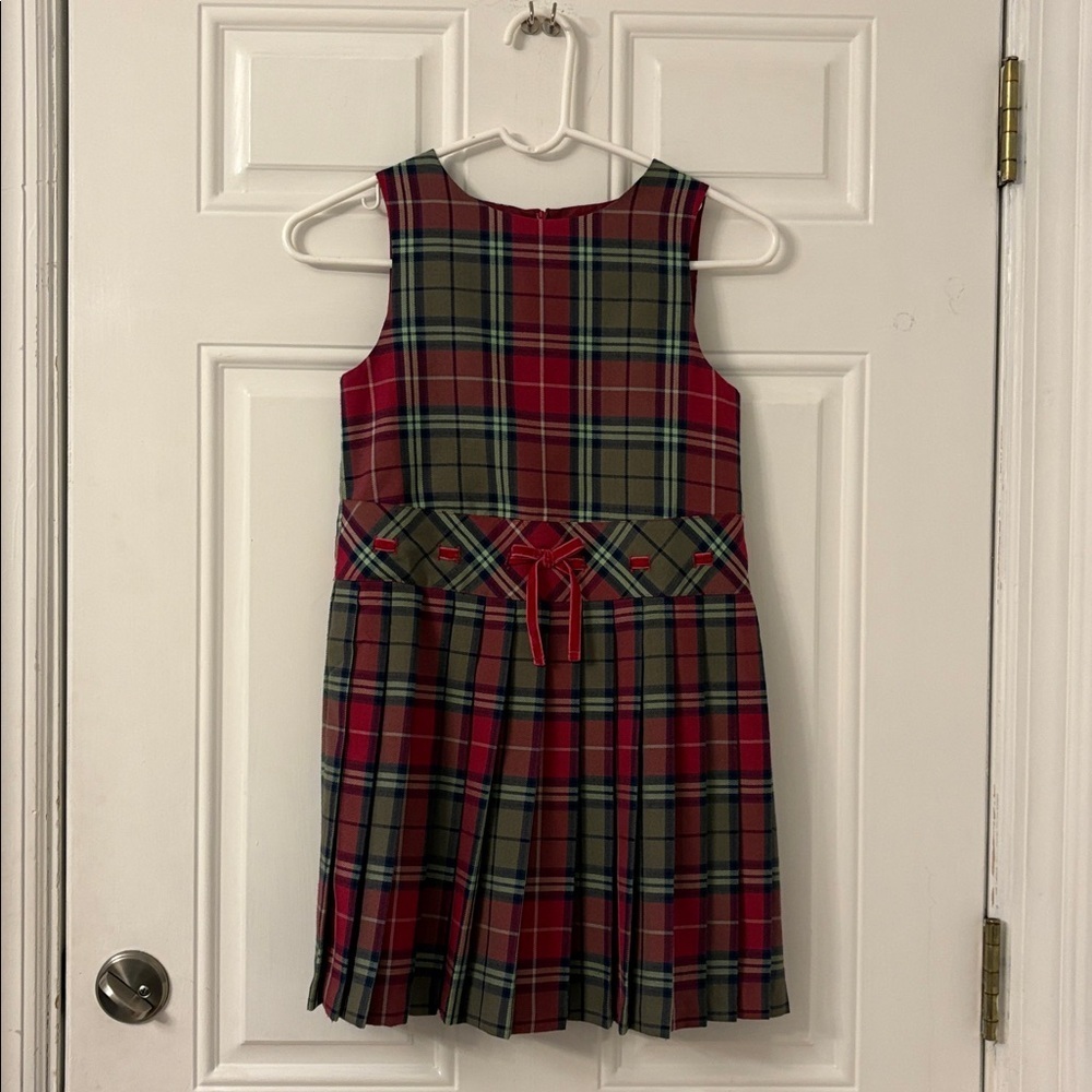 Talbots Kids Classic Plaid Dress Girl's Size 7 red green